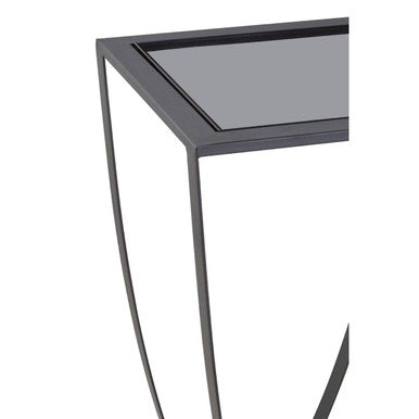 Orsina Trento Console Table – Grey Glass Top & Black Iron Base