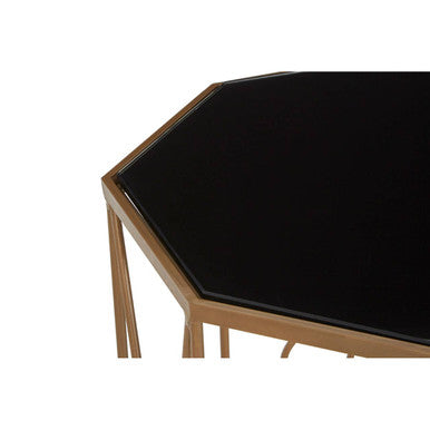 Orsina Trento Set of 2 Hexagon Glass End Tables - Copper & Black