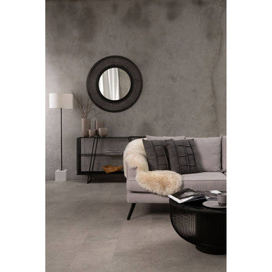 Orsina Trento Grey Glass Console Table | 3-Tier Black Metal Frame