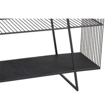 Orsina Trento Grey Glass Console Table | 3-Tier Black Metal Frame