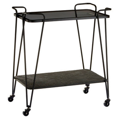Orsina Trento Bar Trolley – Two Tier Serving Cart with Grey Glass Top