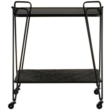 Orsina Trento Bar Trolley – Two Tier Serving Cart with Grey Glass Top