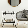 Orsina Trento Bar Trolley – Two Tier Serving Cart with Grey Glass Top