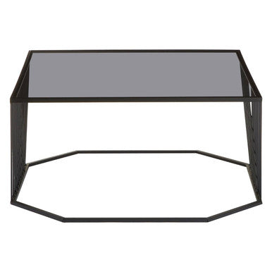 Orsina Trento Coffee Table – Grey Glass Top with Black Geometric Frame