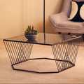 Orsina Trento Coffee Table – Grey Glass Top with Black Geometric Frame