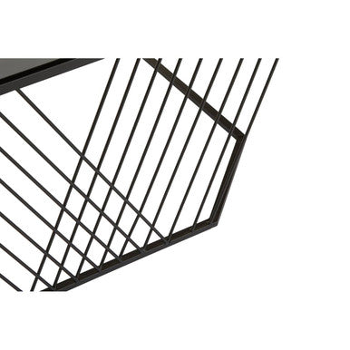 Orsina Trento Coffee Table – Grey Glass Top with Black Geometric Frame