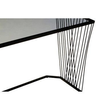 Orsina Trento Nesting Side Tables – Set of 3 Grey Glass & Black Metal