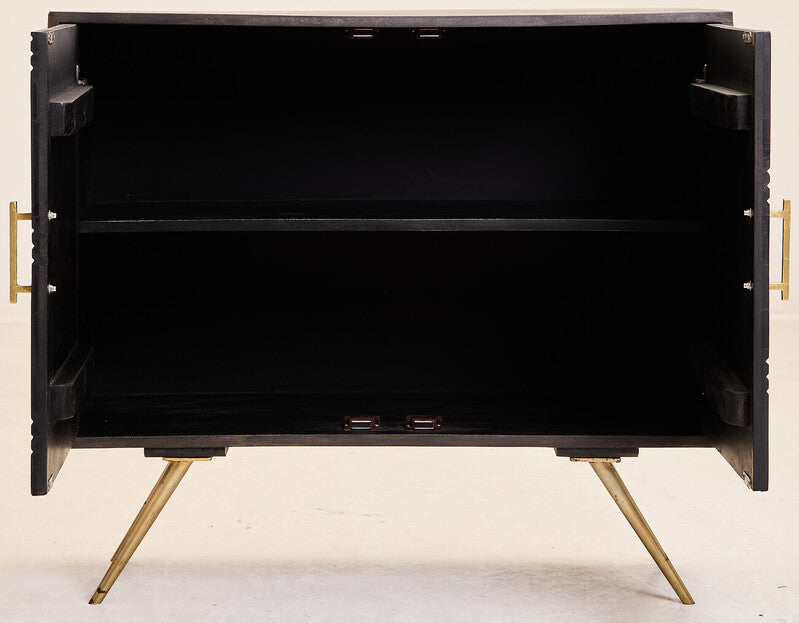 Orsina Surat 2-Door Mango Wood Sideboard – Hand-Carved Boho Cabinet
