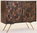 Orsina Surat 2-Door Mango Wood Sideboard – Hand-Carved Boho Cabinet