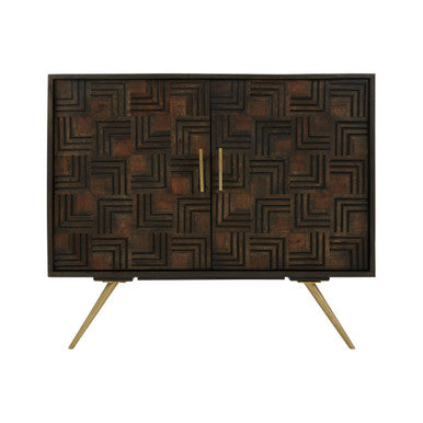 Orsina Surat 2-Door Mango Wood Sideboard – Hand-Carved Boho Cabinet