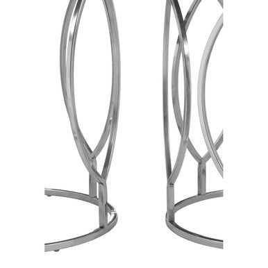 Orsina Agra Mango Wood Side Tables – Set of 2 with Stainless Steel Base
