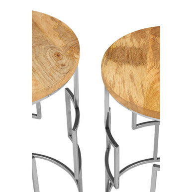 Orsina Agra Mango Wood Nesting Tables – Set of 2 with Metal Base