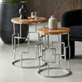 Orsina Agra Mango Wood Nesting Tables – Set of 2 with Metal Base