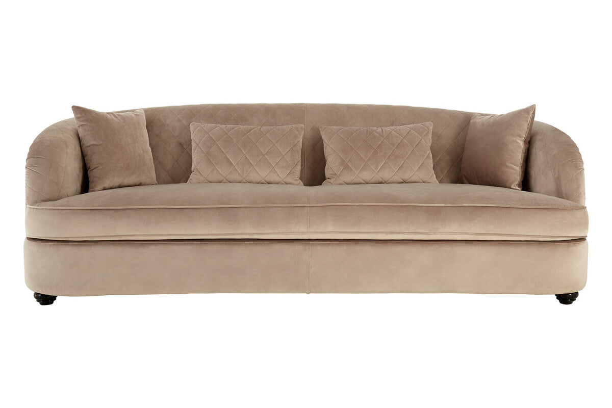 Orsina Fiji 3 Seater Sofa – Grey Cotton Velvet Quilted Couch