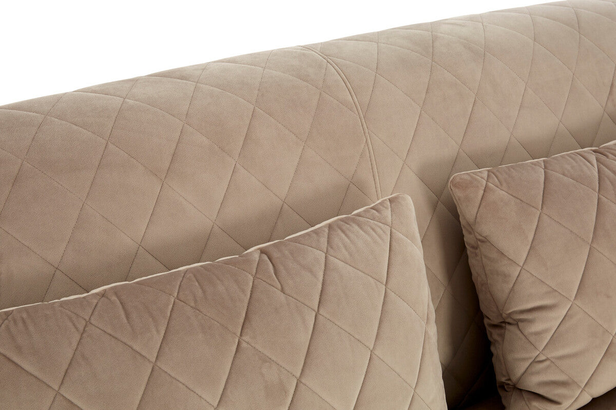 Orsina Fiji 3 Seater Sofa – Grey Cotton Velvet Quilted Couch