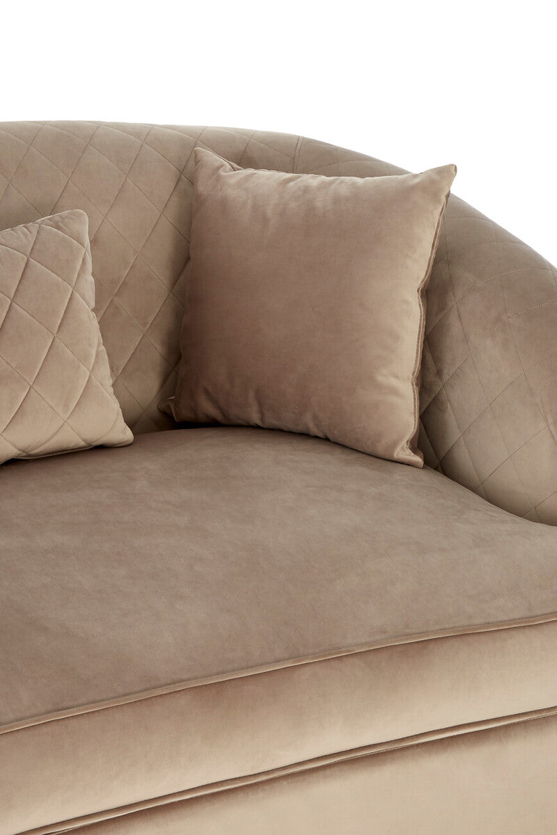 Orsina Fiji 3 Seater Sofa – Grey Cotton Velvet Quilted Couch