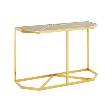 Orsina Horizon Black Glass Console Table | Gold Stainless Steel Frame