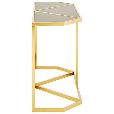 Orsina Horizon Black Glass Console Table | Gold Stainless Steel Frame