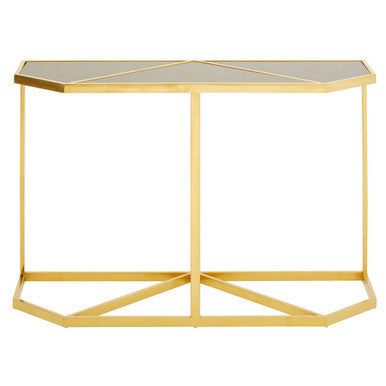 Orsina Horizon Black Glass Console Table | Gold Stainless Steel Frame
