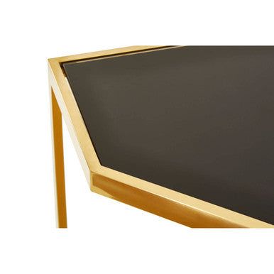 Orsina Horizon Black Glass Console Table | Gold Stainless Steel Frame