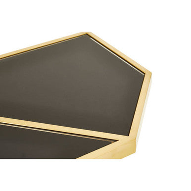 Orsina Horizon Black Glass Console Table | Gold Stainless Steel Frame