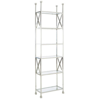 Orsina Horizon 6-Tier Tempered Glass & Silver Stainless Shelving Unit