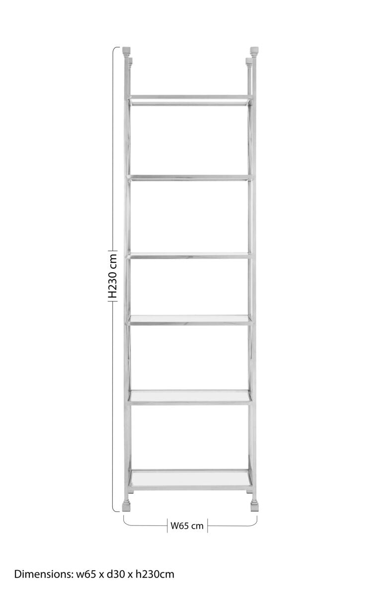 Orsina Horizon 6-Tier Tempered Glass & Silver Stainless Shelving Unit