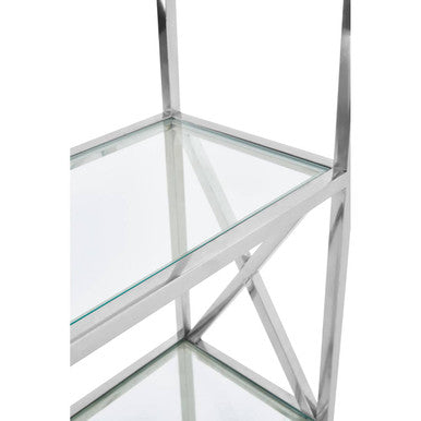 Orsina Horizon 6-Tier Tempered Glass & Silver Stainless Shelving Unit