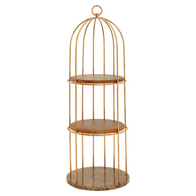 Orsina Horizon 3-Tier Cage Shelf – Rose Gold & Faux Marble Unit