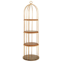 Orsina Horizon 4-Tier Cage Shelf Unit | Rose Gold & Faux Marble