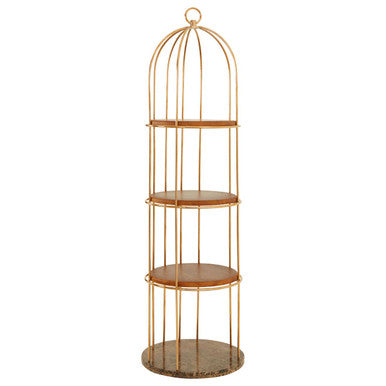 Orsina Horizon 4-Tier Cage Shelf Unit | Rose Gold & Faux Marble