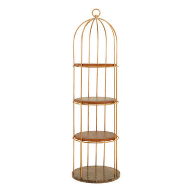 Orsina Horizon 4-Tier Cage Shelf Unit | Rose Gold & Faux Marble