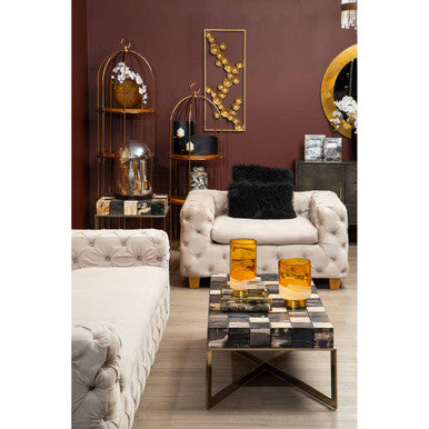 Orsina Horizon 4-Tier Cage Shelf Unit | Rose Gold & Faux Marble
