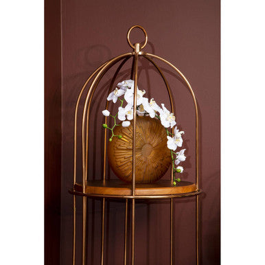 Orsina Horizon 4-Tier Cage Shelf Unit | Rose Gold & Faux Marble