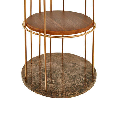 Orsina Horizon 4-Tier Cage Shelf Unit | Rose Gold & Faux Marble