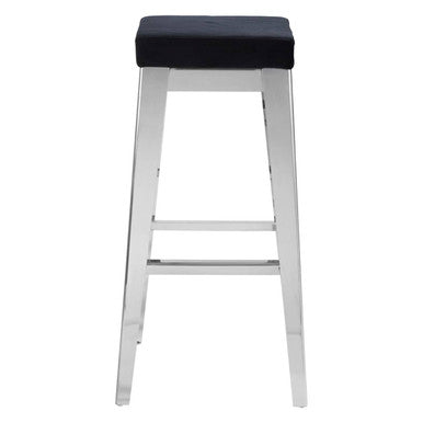 Orsina Horizon Bar Stool – Black Velvet & Silver Stainless Steel