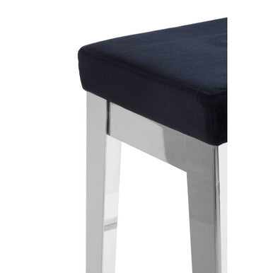Orsina Horizon Bar Stool – Black Velvet & Silver Stainless Steel