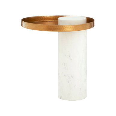 Orsina Sika Marble and Iron Side Table – Round Antique Brass Accent