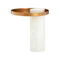 Orsina Sika Marble and Iron Side Table – Round Antique Brass Accent