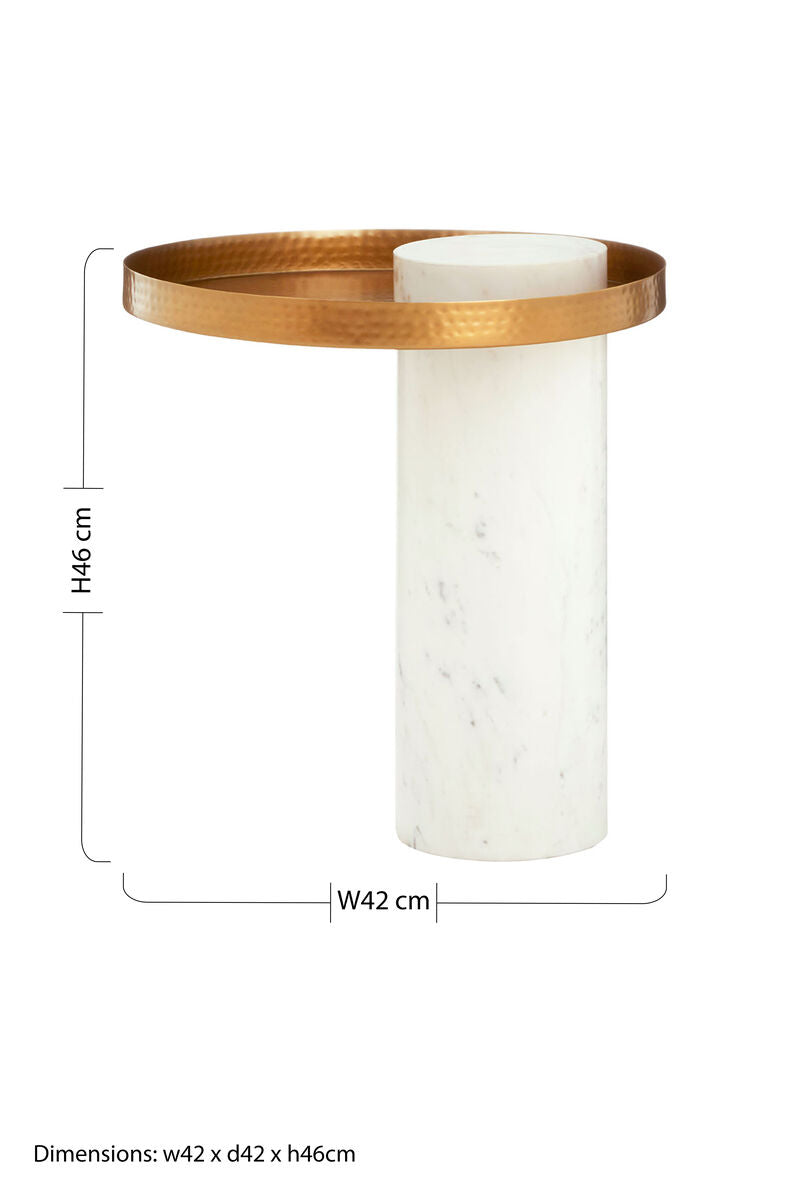 Orsina Sika Marble and Iron Side Table – Round Antique Brass Accent