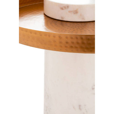 Orsina Sika Marble and Iron Side Table – Round Antique Brass Accent