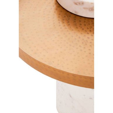 Orsina Sika Marble and Iron Side Table – Round Antique Brass Accent