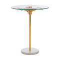 Orsina Sika Small Side Table – Glass Top with Gold Leaf & Marble Base