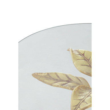 Orsina Sika Small Side Table – Glass Top with Gold Leaf & Marble Base