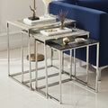 Orsina Akola Nesting Side Tables – Set of 3 Antique Glass & Metal