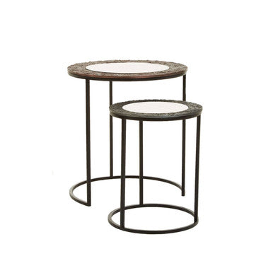 Orsina Akola Round Nesting Side Tables | Antique Copper & Gunmetal