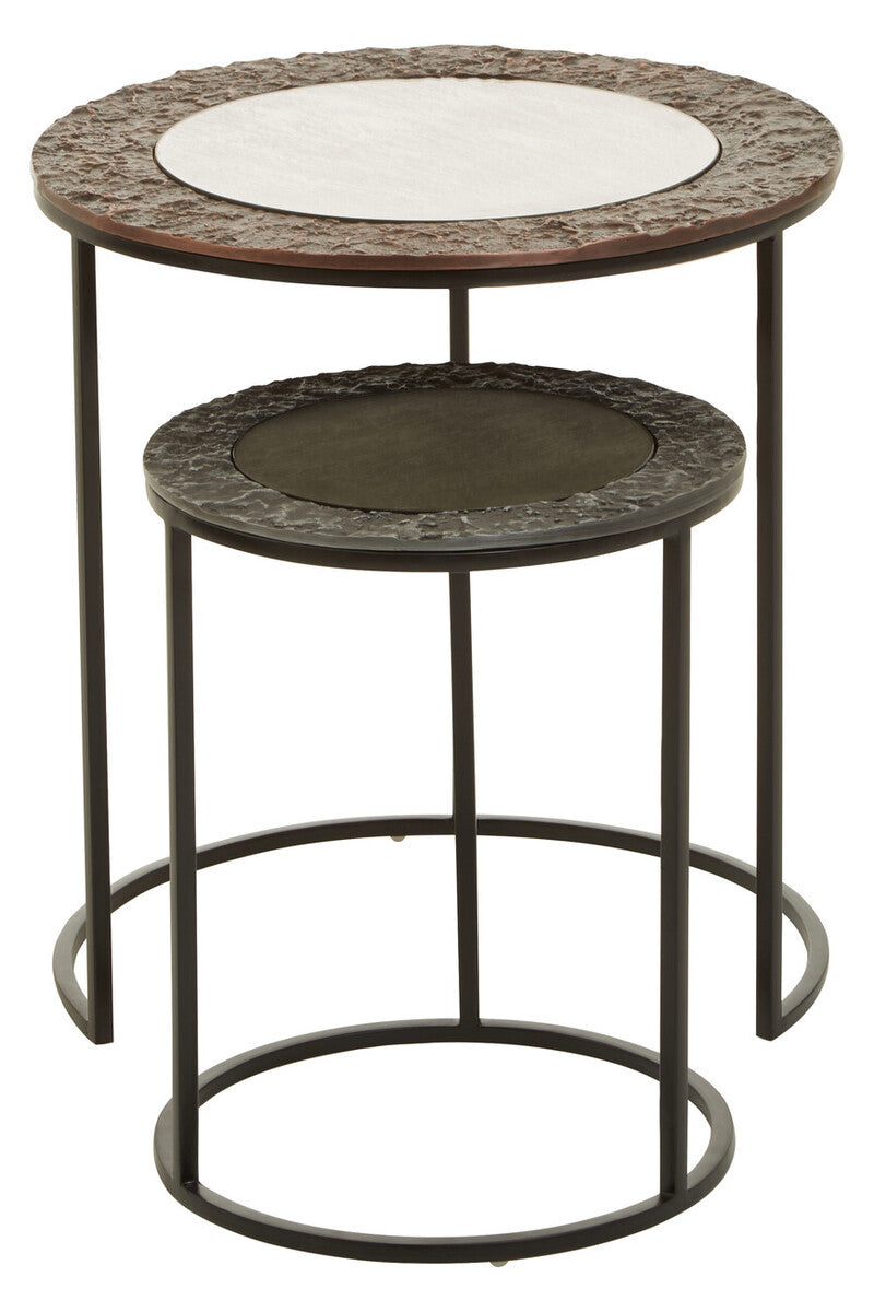 Orsina Akola Round Nesting Side Tables | Antique Copper & Gunmetal