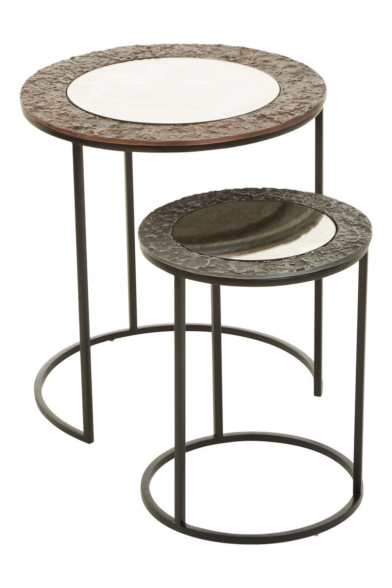 Orsina Akola Round Nesting Side Tables | Antique Copper & Gunmetal