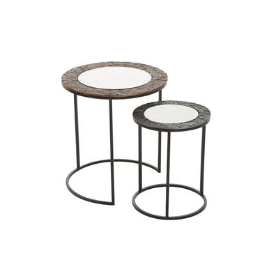 Orsina Akola Round Nesting Side Tables | Antique Copper & Gunmetal