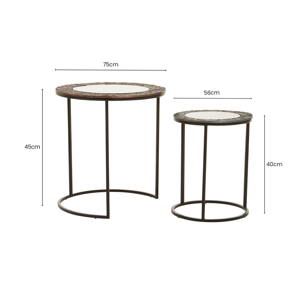 Orsina Akola Round Nesting Side Tables | Antique Copper & Gunmetal
